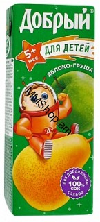 Հյութ Դոբրի ձողիկով խնձոր տանձ 0.2լ #