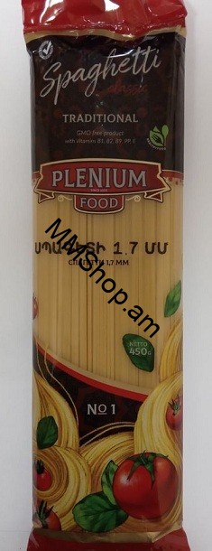 Սպագետի 1,7մմ «PLENIUM Food» 450գ 
